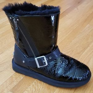 UGG blaise genuine sheepskin patent leather boots
